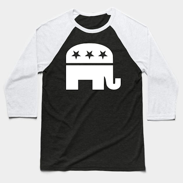 Republican Elephant White Baseball T-Shirt by mplusshift2